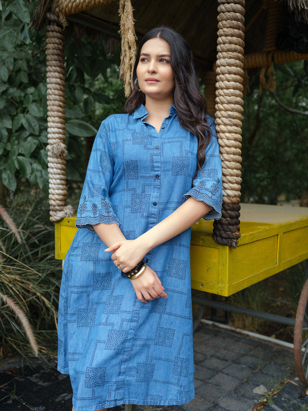 Blue Crush Indigo Dress - Etiquette Apparel 