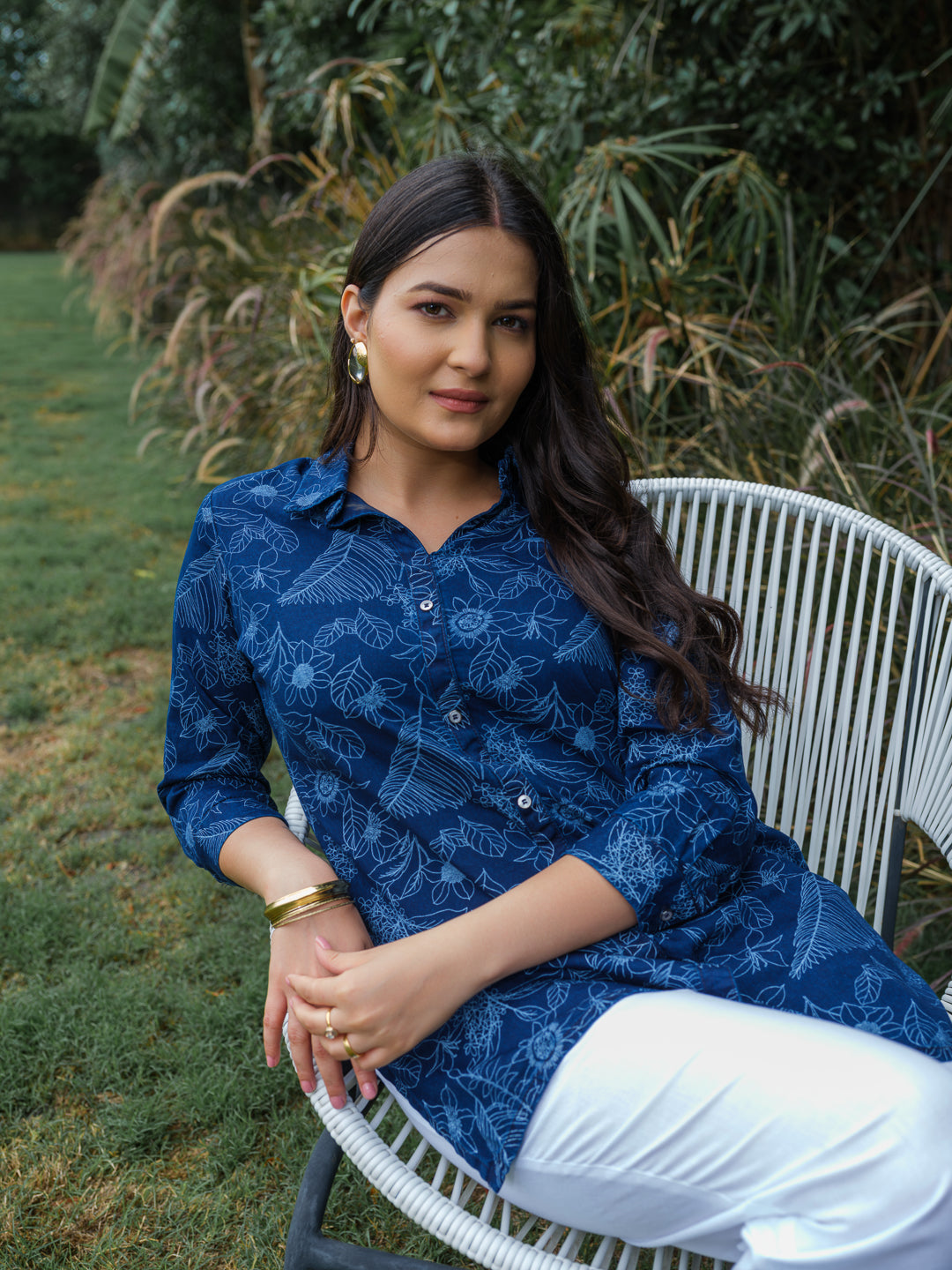 Product Carousel Image 1: Bloom & Go Indigo Floral Top