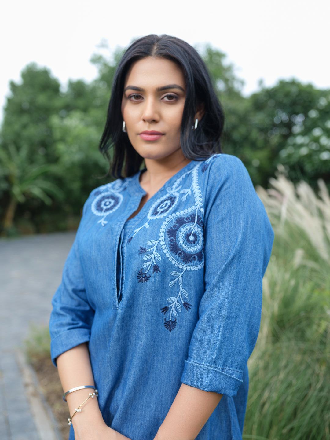 Product Carousel Image 2: Woven Whispers Denim Top