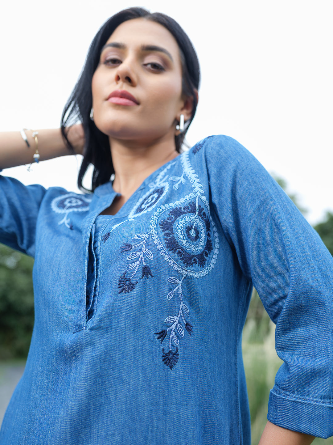 Product Carousel Image 5: Woven Whispers Denim Top