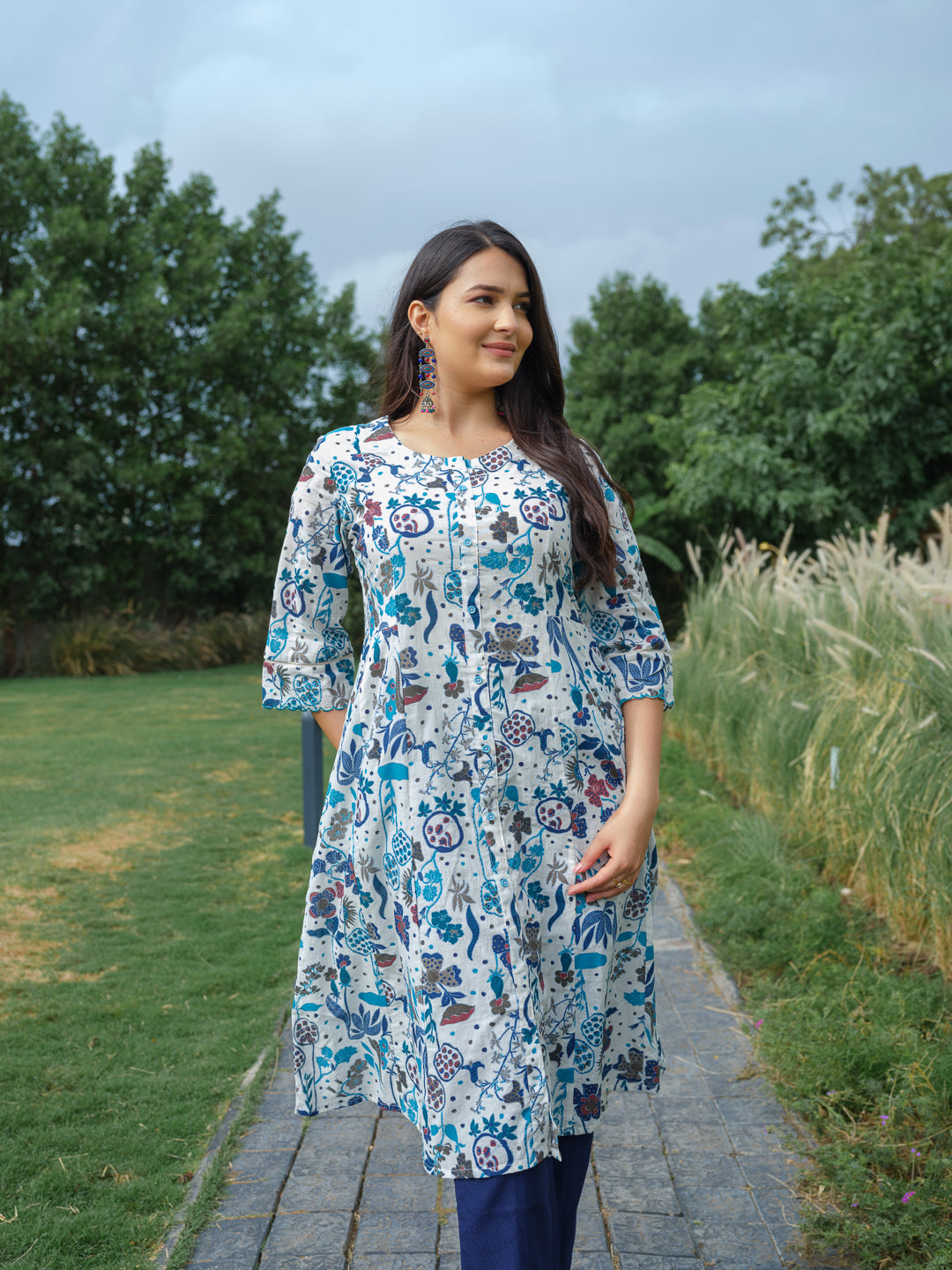 Vibrant Flora Printed Kurta - Etiquette Apparel