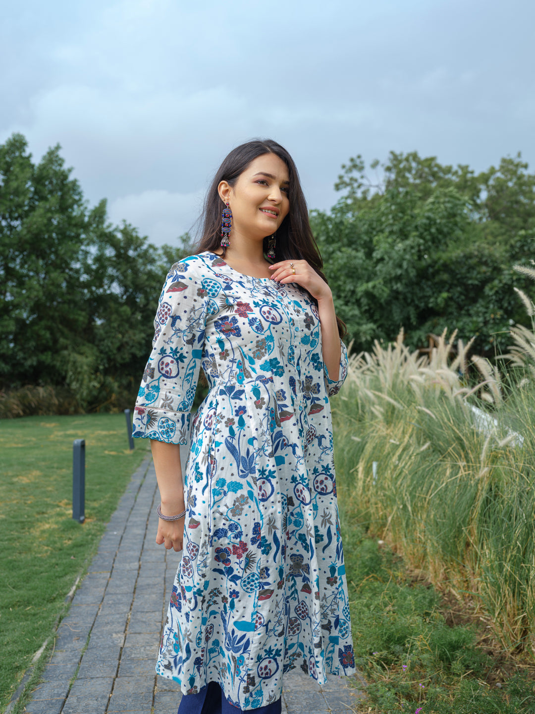 Vibrant Flora Printed Kurta - Etiquette Apparel