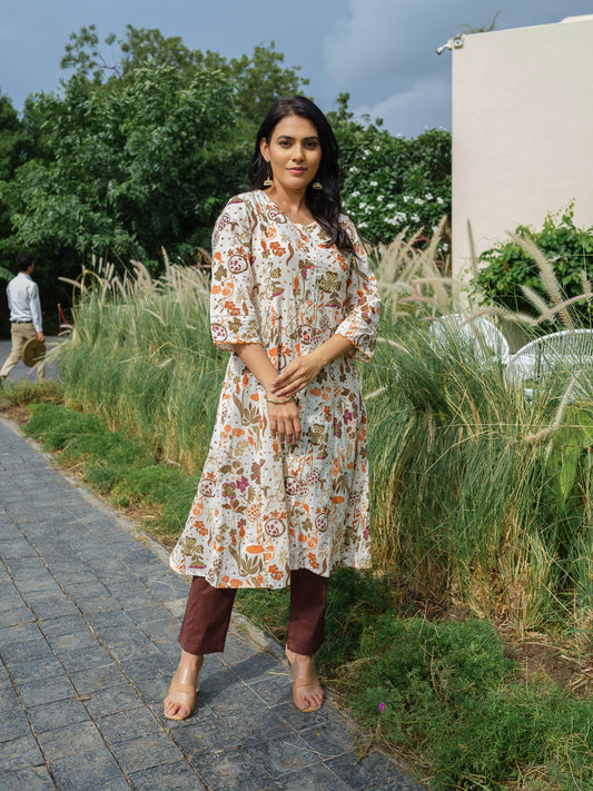 Vibrant Flora Printed Kurta - Etiquette Apparel