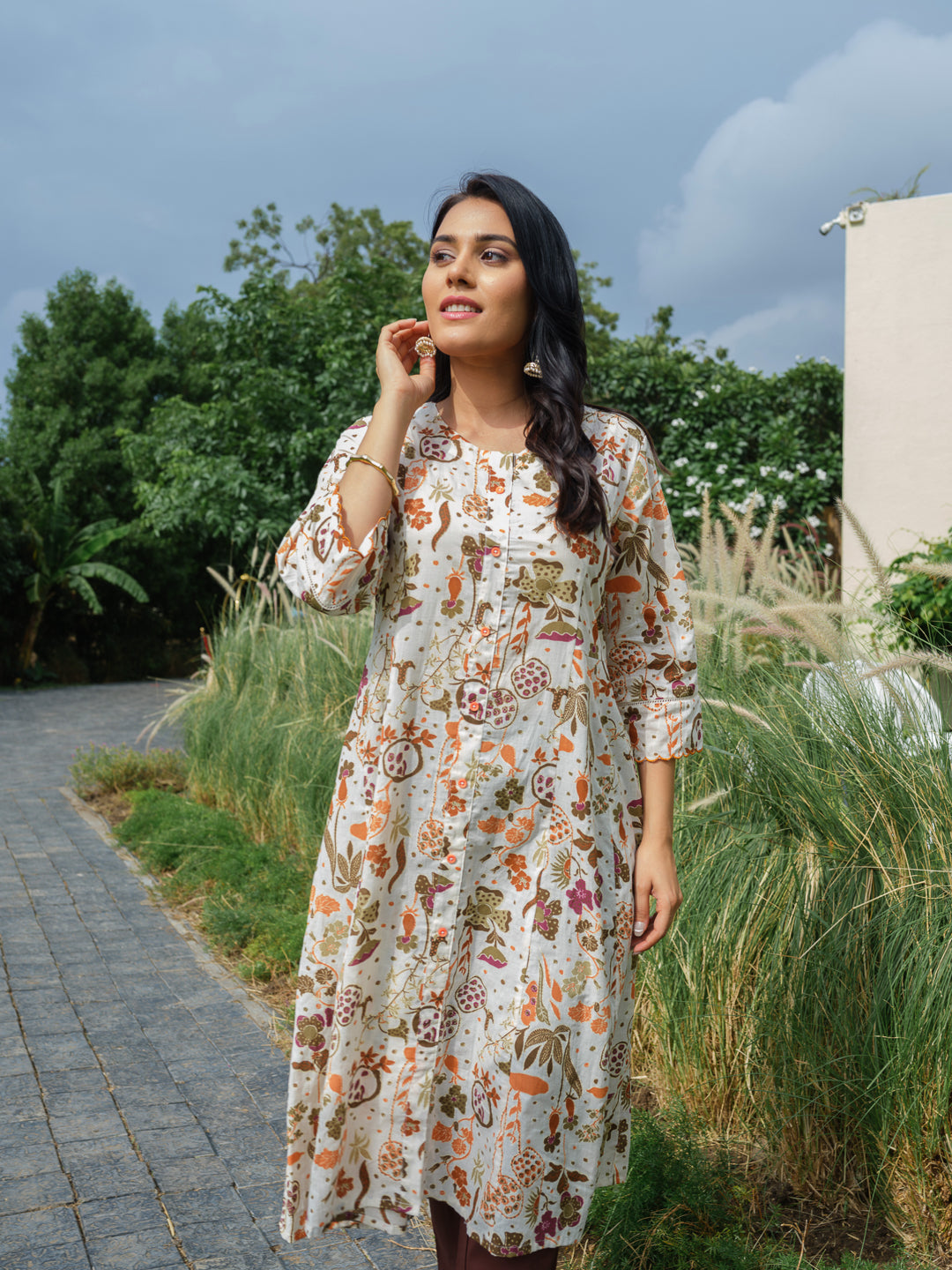 Vibrant Flora Printed Kurta - Etiquette Apparel