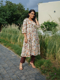 Vibrant Flora Printed Kurta - Etiquette Apparel