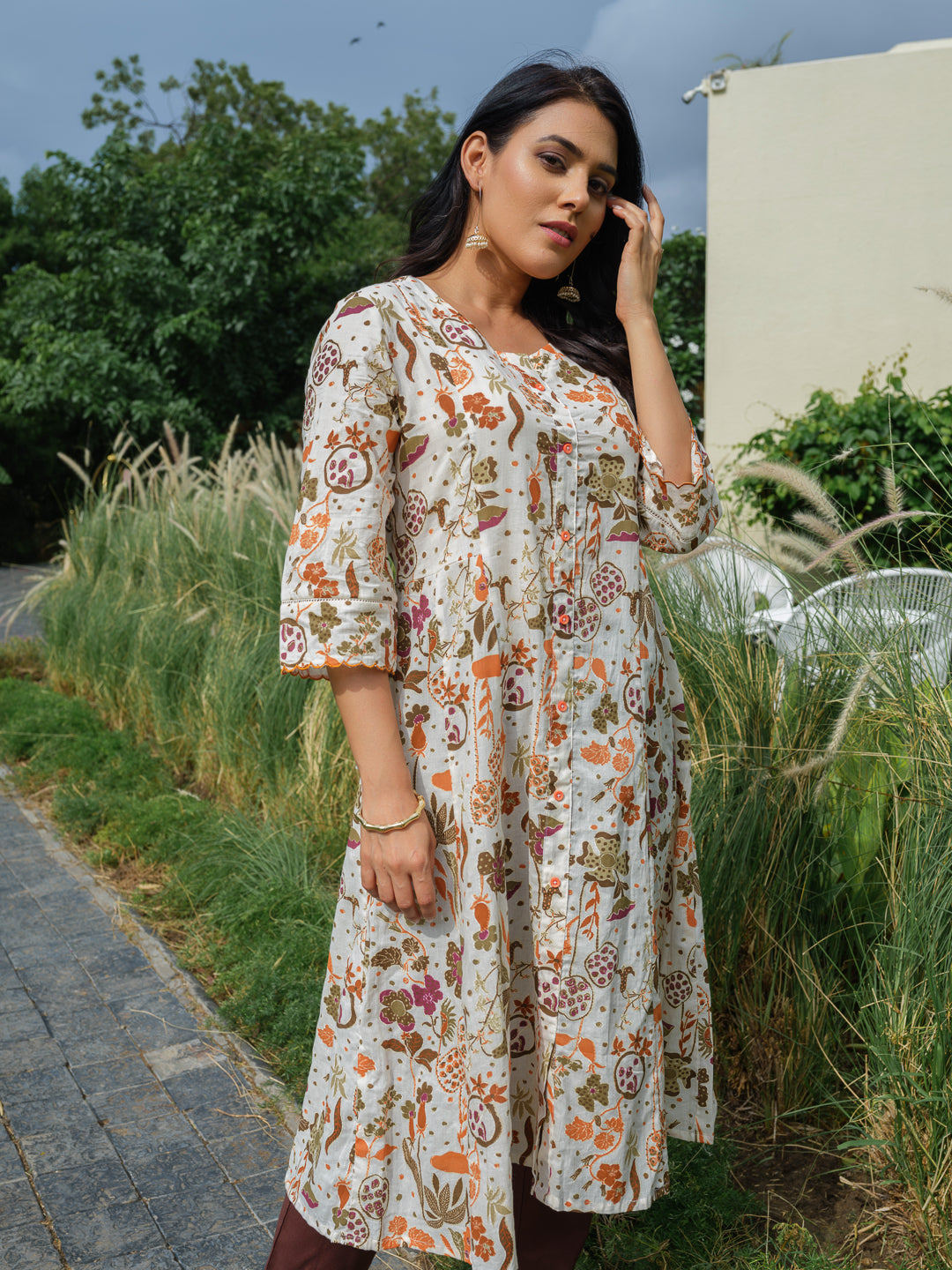Vibrant Flora Printed Kurta - Etiquette Apparel