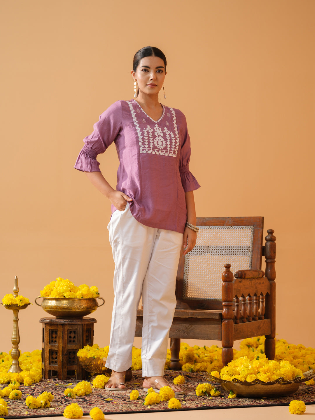 Floral Embossed Embroidery - Etiquette Apparel