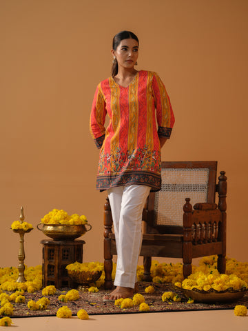 Garba Border V Neck Top