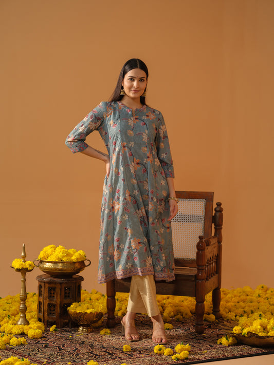 Floral Print Digital Kurta - Etiquette Apparel