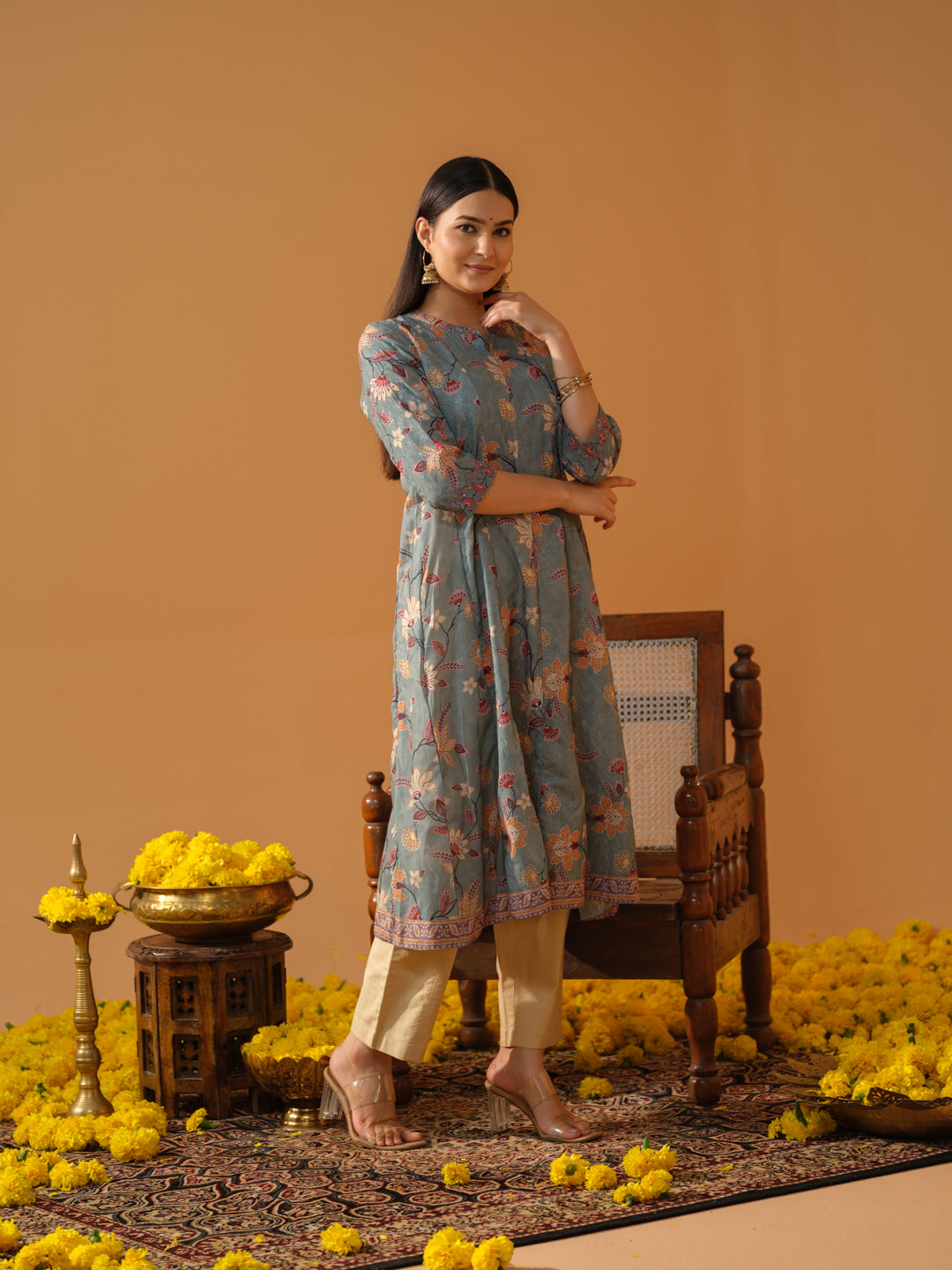 Floral Print Digital Kurta - Etiquette Apparel 