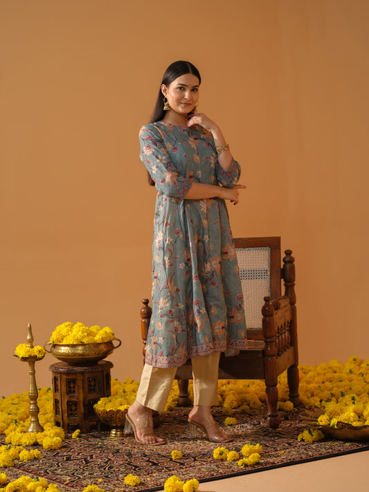Floral Print Digital Kurta - Etiquette Apparel