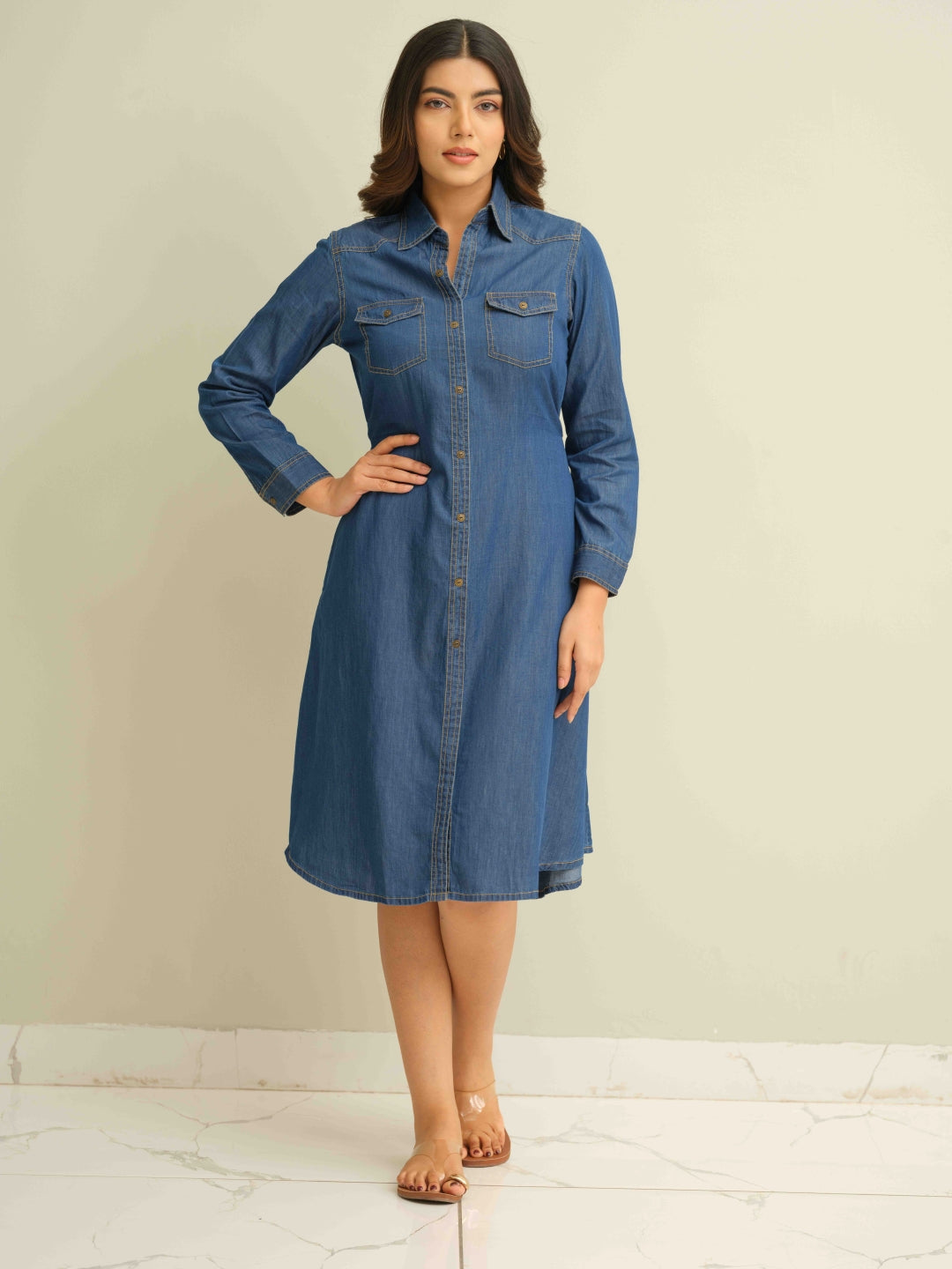 Tie Your Way Indigo Dress - Etiquette Apparel 