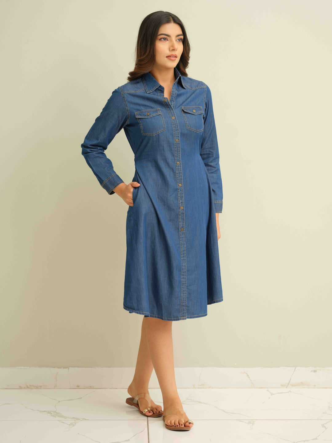 Tie Your Way Indigo Dress - Etiquette Apparel