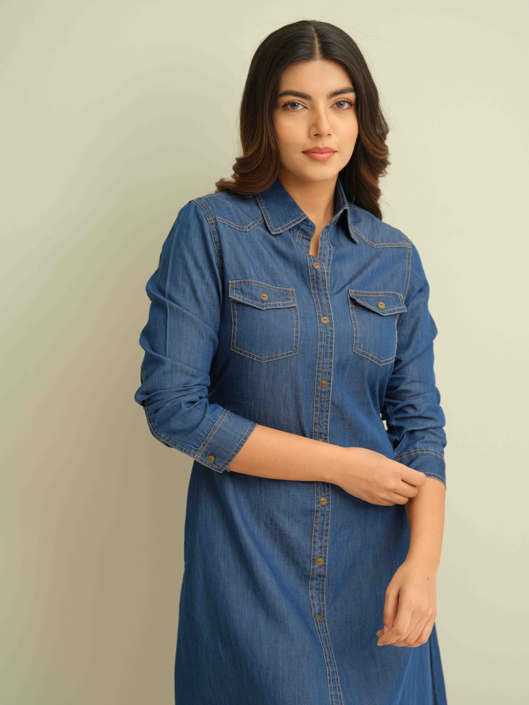 Tie Your Way Indigo Dress - Etiquette Apparel