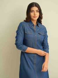 Tie Your Way Indigo Dress - Etiquette Apparel