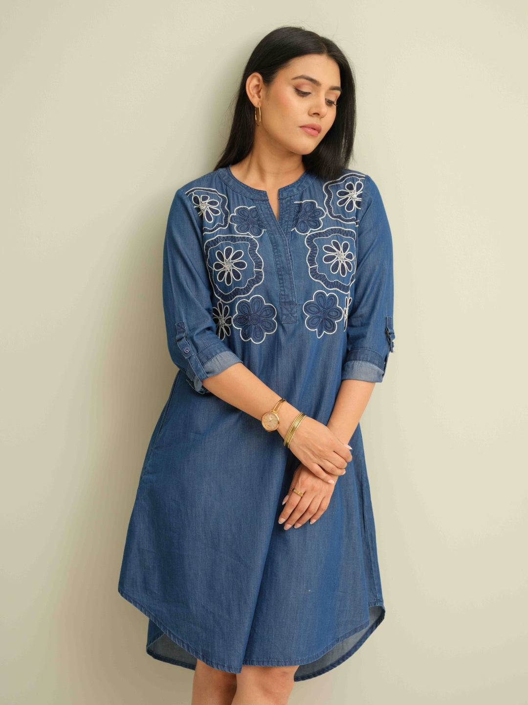 Indigo Floral Charm Dress - Etiquette Apparel