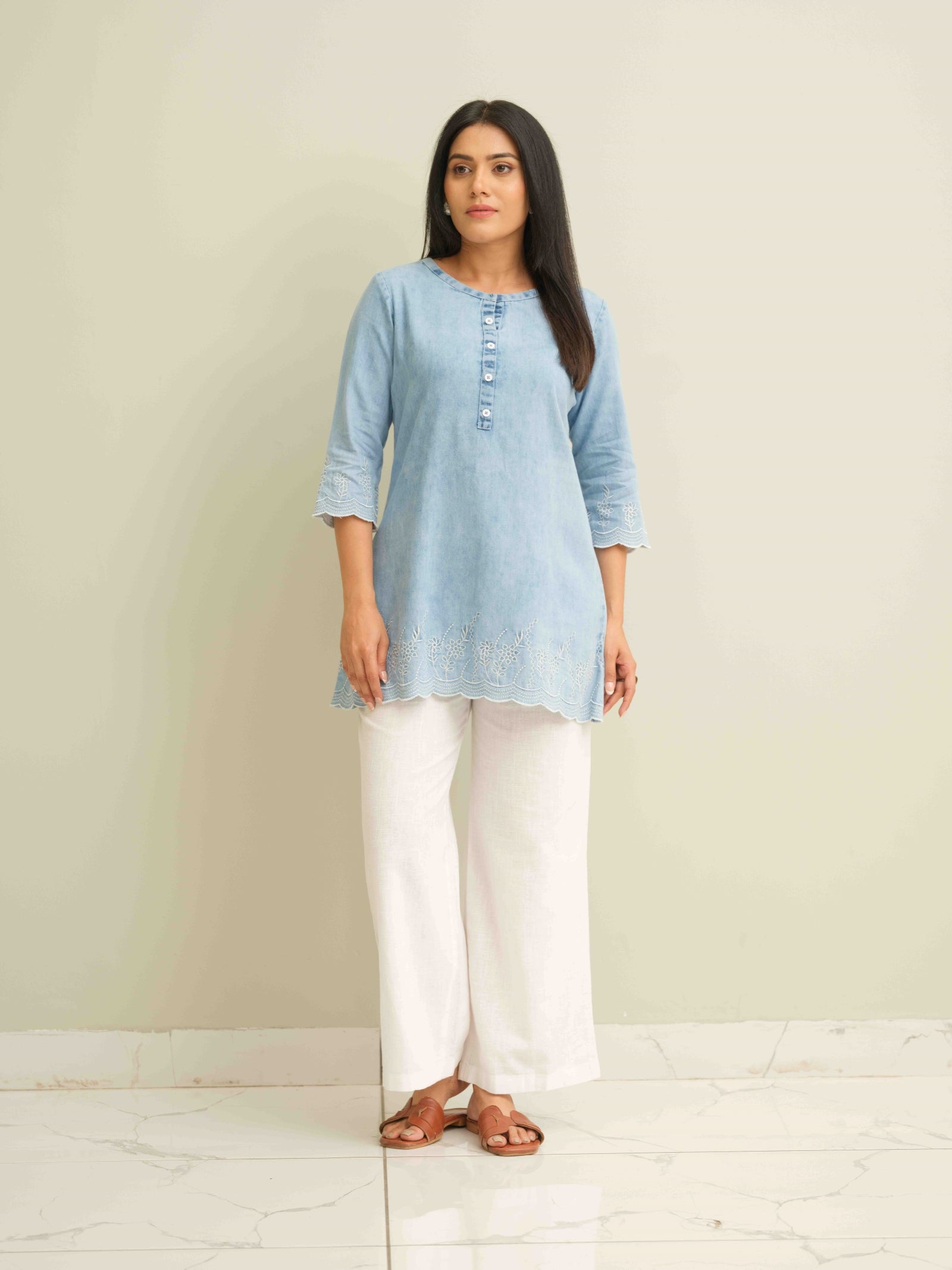 Product Carousel Image 6: Blue Haze Cutwork top