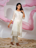 Chanderi Kurta With All Over Self Sequined Embroidery - Etiquette Apparel 