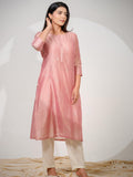 Chanderi Kurta With All Over Self Sequined Embroidery - Etiquette Apparel 