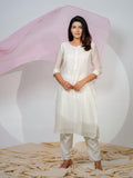 Chanderi Kurta With All Over Self Sequined Embroidery - Etiquette Apparel 