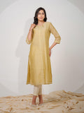 Chanderi Kurta With All Over Self Sequined Embroidery - Etiquette Apparel 