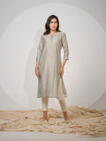 Chanderi Kurta With All Over Self Sequined Embroidery - Etiquette Apparel 