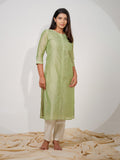 Chanderi Kurta With All Over Self Sequined Embroidery - Etiquette Apparel 