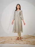 Chanderi Kurta With All Over Self Sequined Embroidery - Etiquette Apparel 