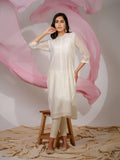 Chanderi Kurta With All Over Self Sequined Embroidery - Etiquette Apparel 