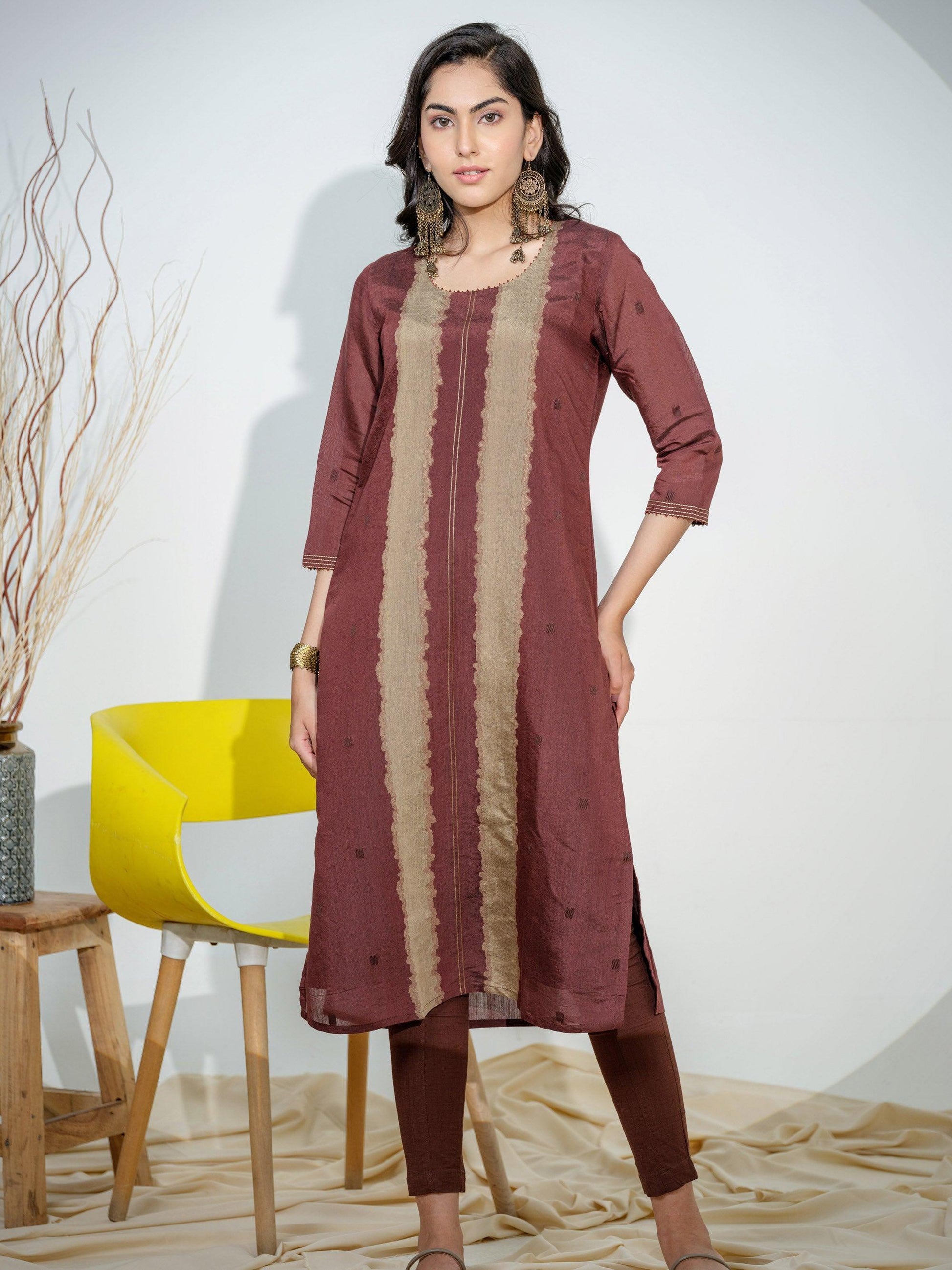 Chanderi Kurta Woven - Etiquette Apparel 