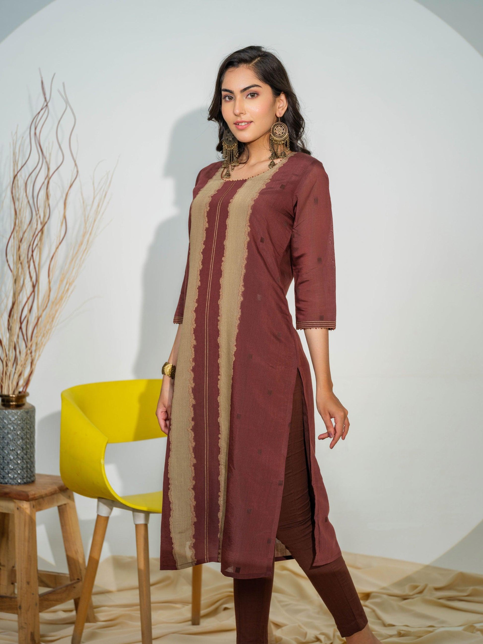 Chanderi Kurta Woven - Etiquette Apparel 