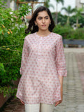 Chanderi Print Top With Golden Buttons - Etiquette Apparel 