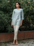 Chanderi Print Top With Golden Buttons - Etiquette Apparel 