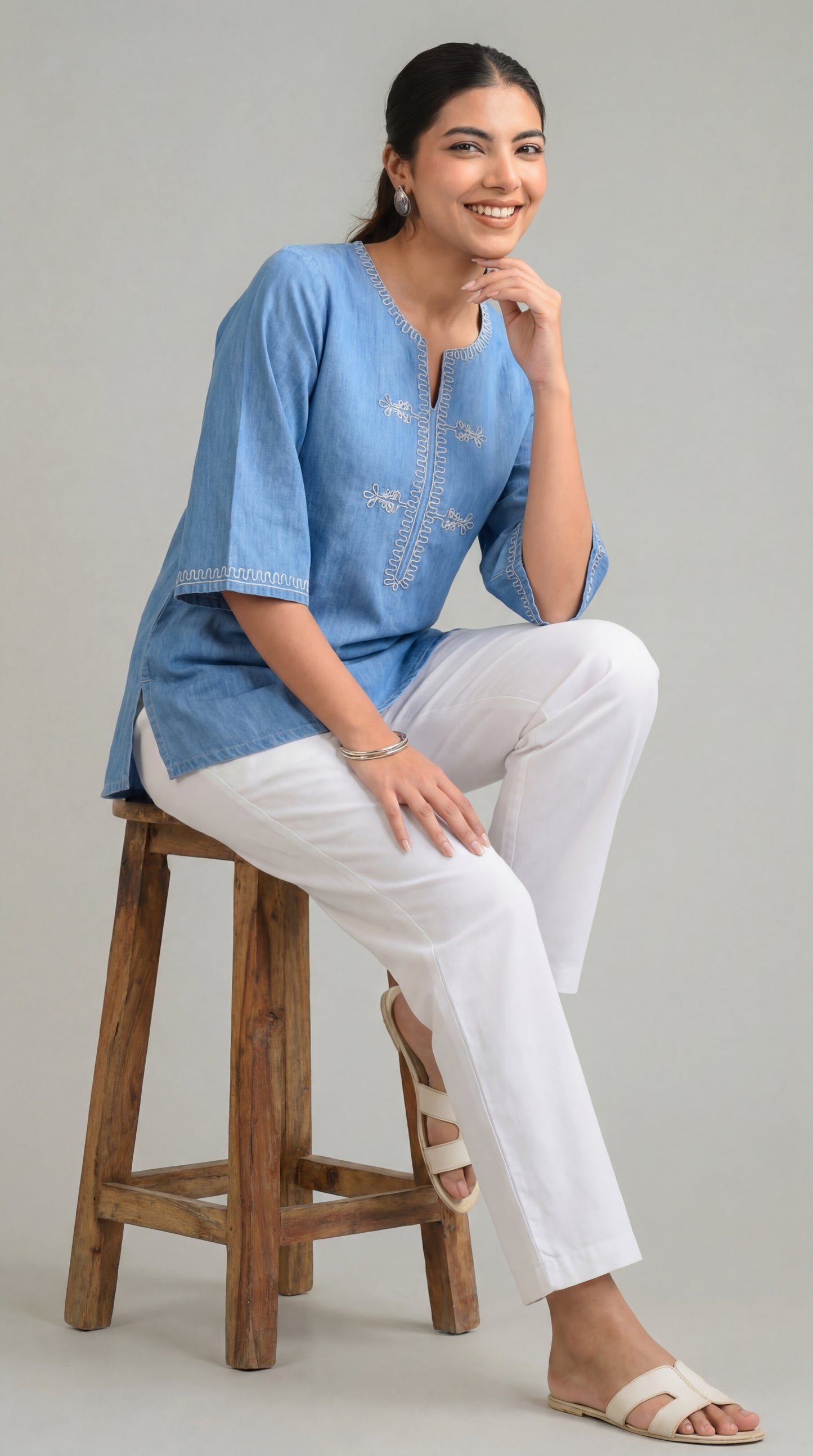 Classic Denim with a Chic Twist Top - Etiquette Apparel