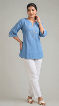 Classic Denim with a Chic Twist Top - Etiquette Apparel