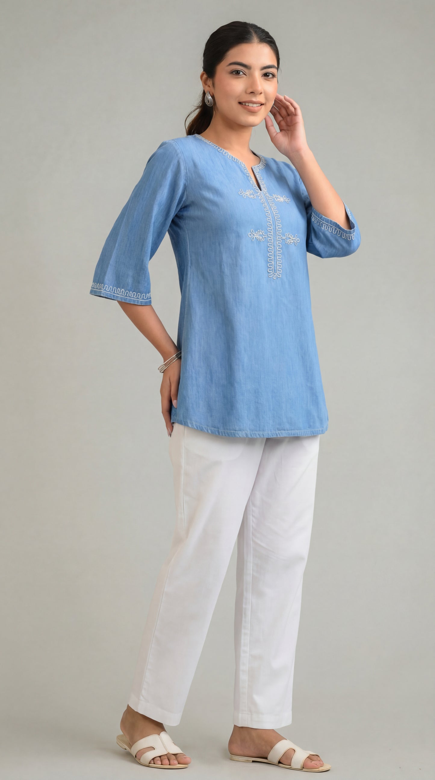 Classic Denim with a Chic Twist Top - Etiquette Apparel