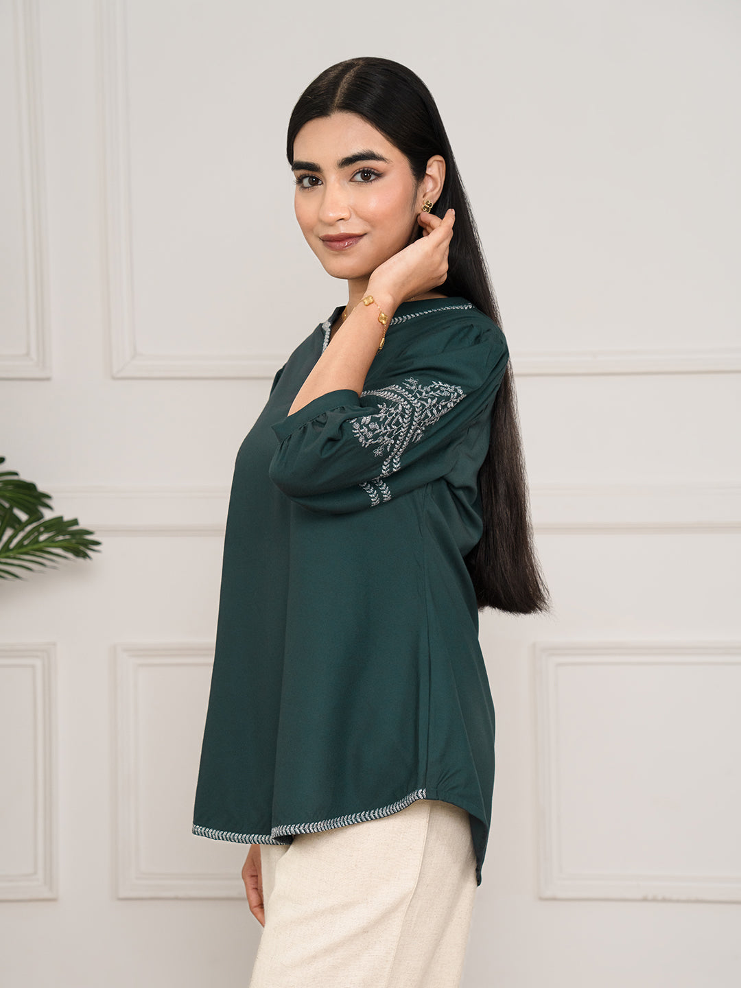 Dusty Pastel Shaded Embroidered Top Off - Etiquette Apparel 