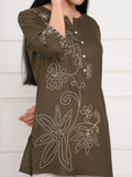 Product Carousel Image 1: Wool Embroidered Brown Short Top