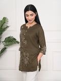 Product Carousel Image 3: Wool Embroidered Brown Short Top