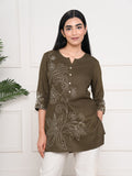Product Carousel Image 0: Wool Embroidered Brown Short Top