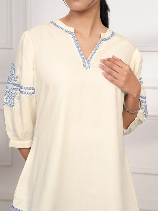 Dusty Pastel Shaded Embroidered Top Off - Etiquette Apparel