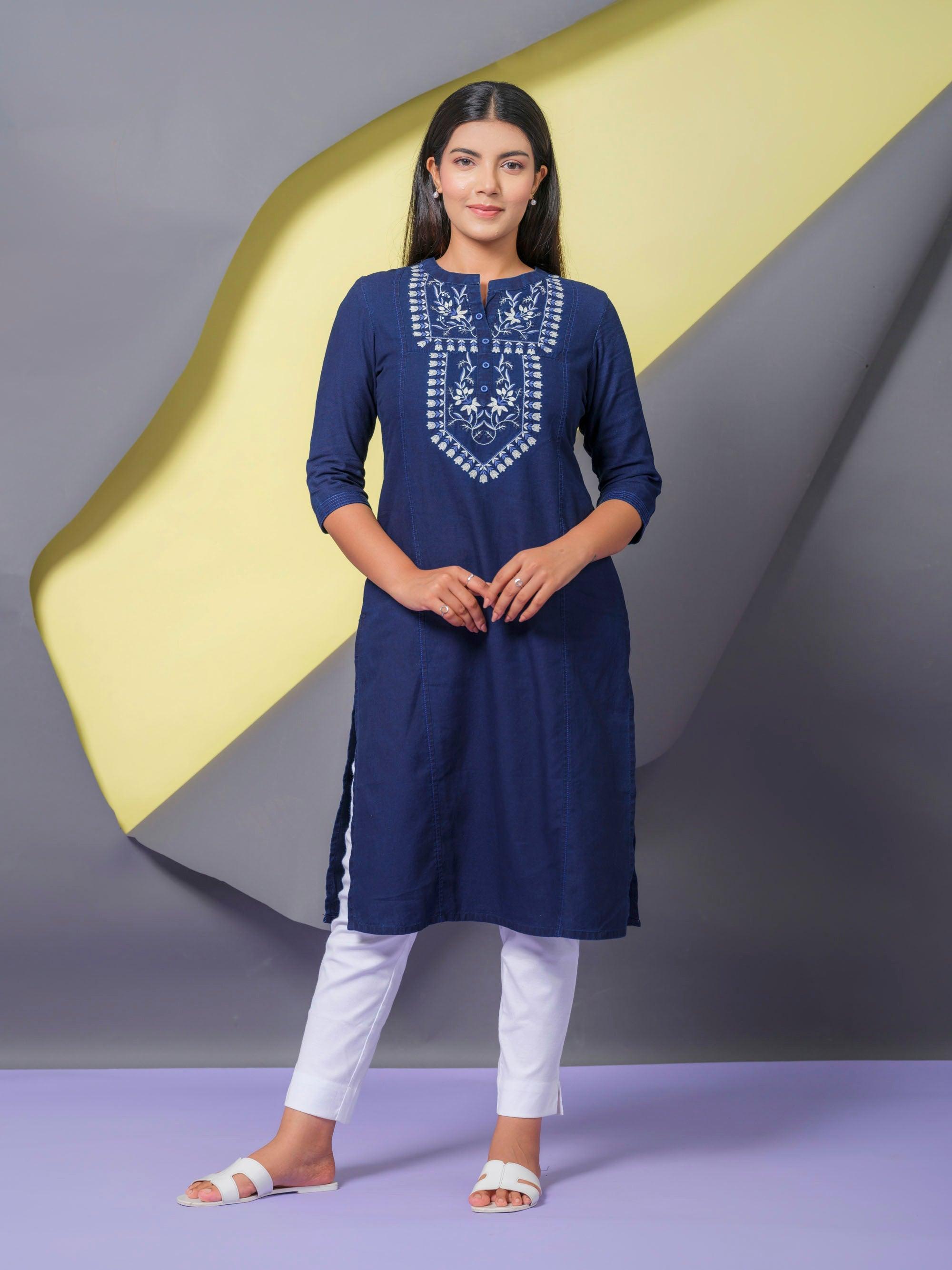 Denim Kurti For Women, Size: XL at Rs 270 in New Delhi | ID: 26016303988
