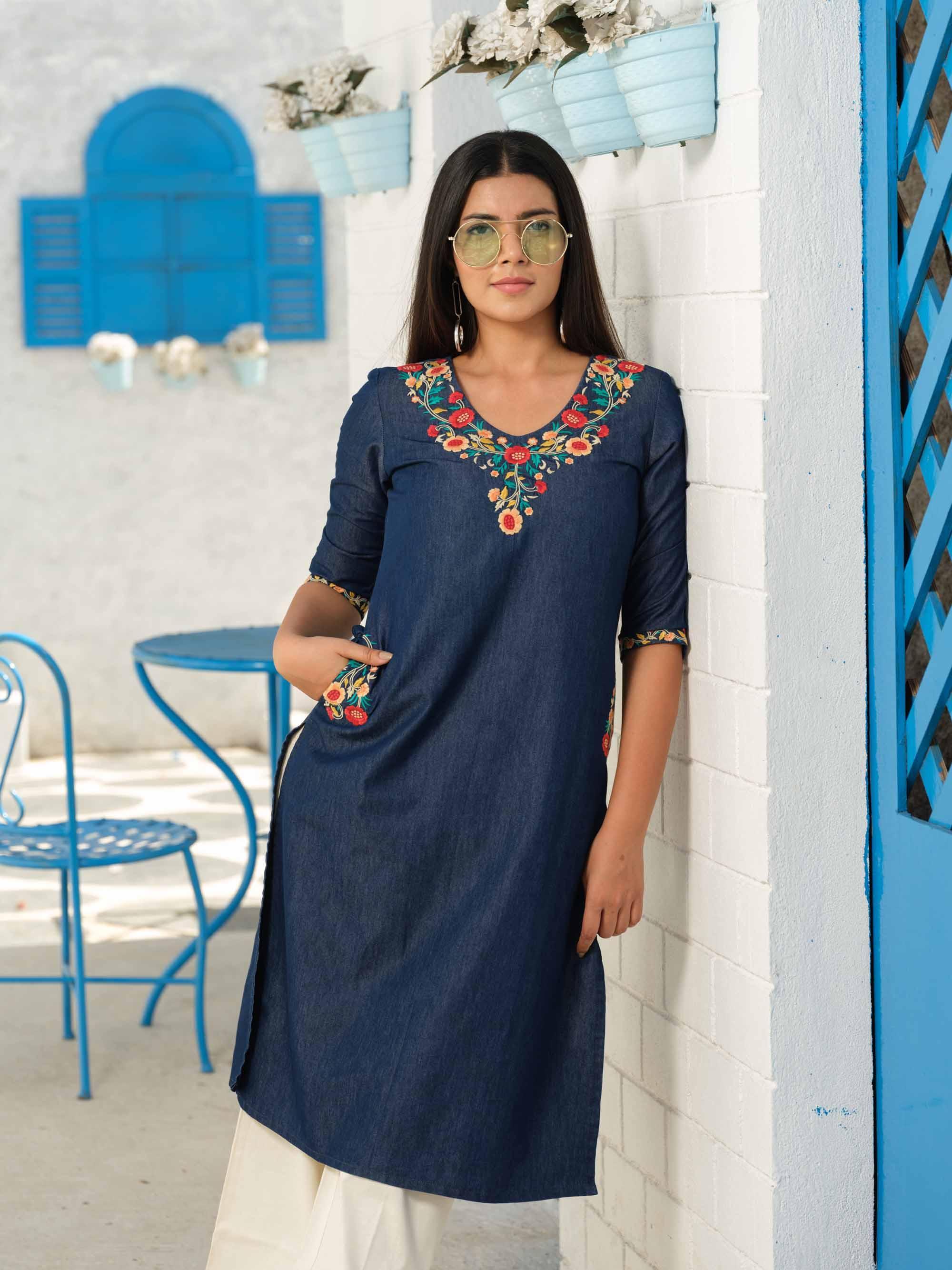 Buy Blue Kurta Suit Sets for Women by Ethnicity Online | Ajio.com