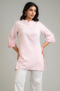 Blush Check Charm Top - Etiquette Apparel
