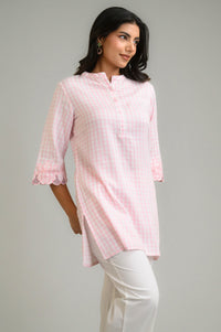 Blush Check Charm Top - Etiquette Apparel