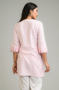 Blush Check Charm Top - Etiquette Apparel