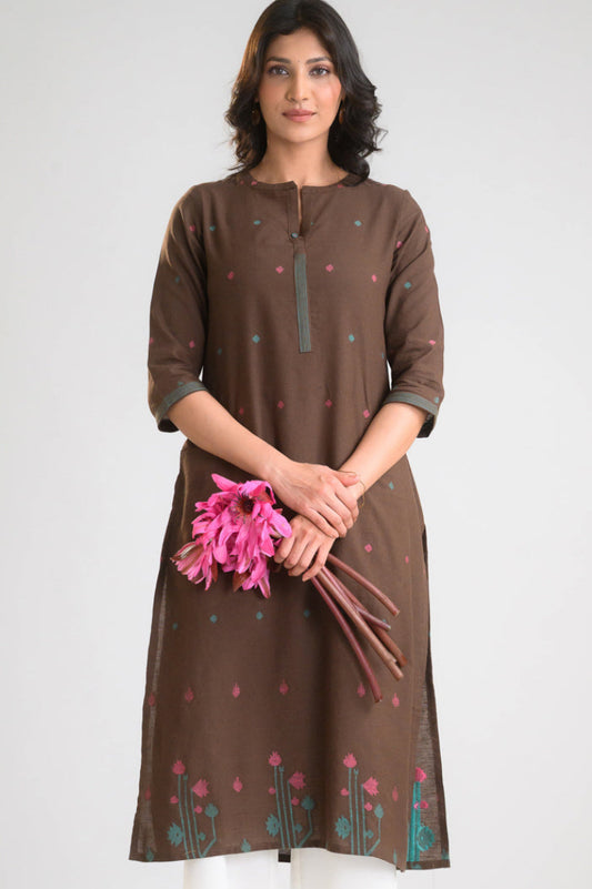 Lotus Whisper Jamdani Kurta - Etiquette Apparel