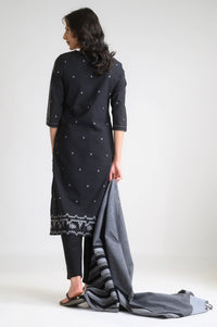 Black Beauty Jamdani Kurta Set - Etiquette Apparel