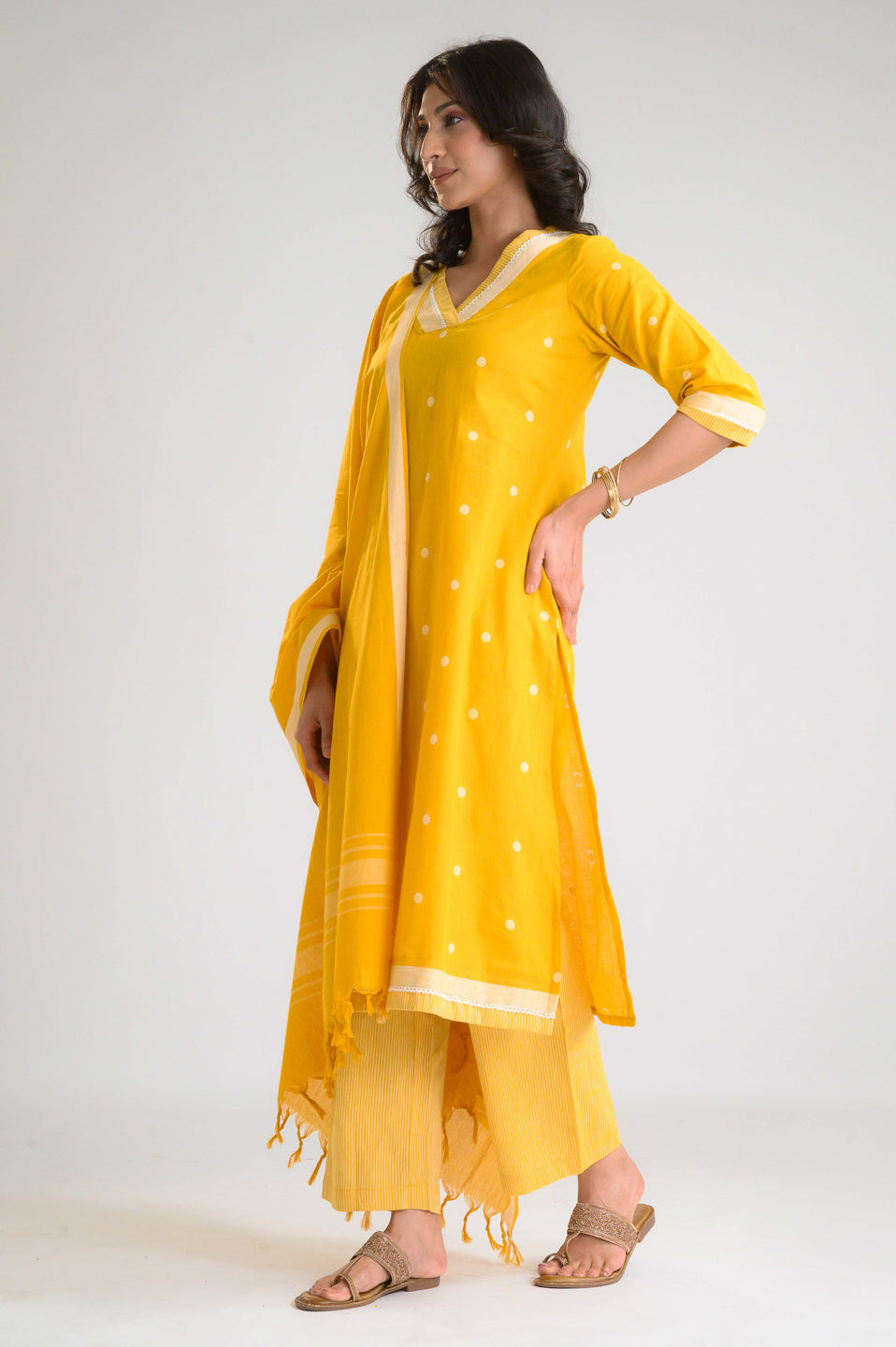 Sunshine Hues Jamdani Kurta Set - Etiquette Apparel