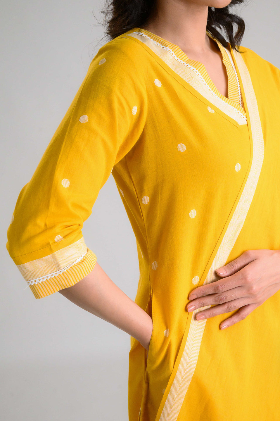 Sunshine Hues Jamdani Kurta Set - Etiquette Apparel